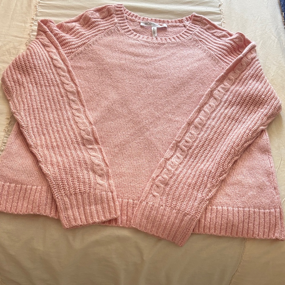 BCBGeneration Soft Pink Cable Knit Sweater